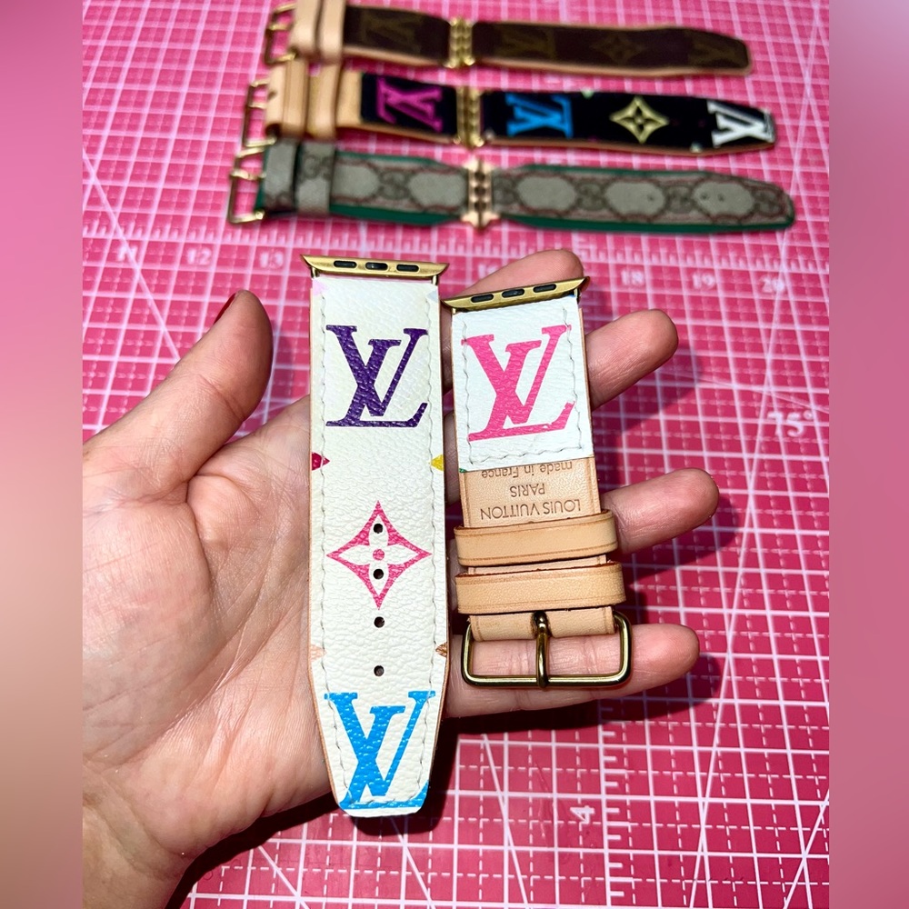 🌹 Louis Vuitton Poignet Multicolor Apple Watch band Handmade - Picture 5 of 16